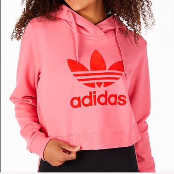 NWT ADIDAS Originals Crop Pink Hoodie - Picture 2 of 8